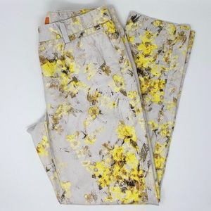 Joe Fresh Pants Yellow Brown Floral Slacks Size 2